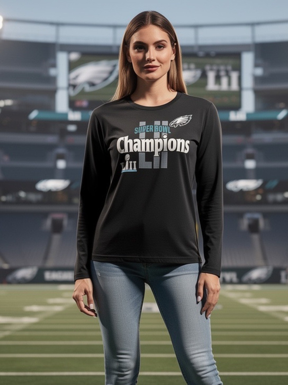 Philadelphia Eagles Super Bowl LII Champions Long Sleeve Tee L.A.T. Ladies Med M